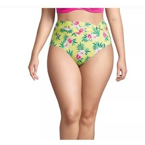 NEW Lands End Womens Size‎ 16 Retro High Waisted Bikini Bottoms Floral yellow